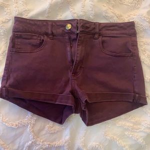 Maroon American Eagle Jean Shorts